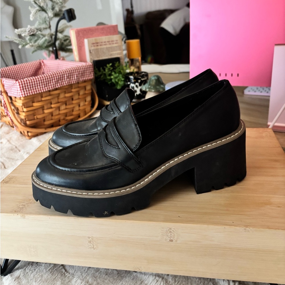 Dolce Vita Black Platform Lug Loafers
